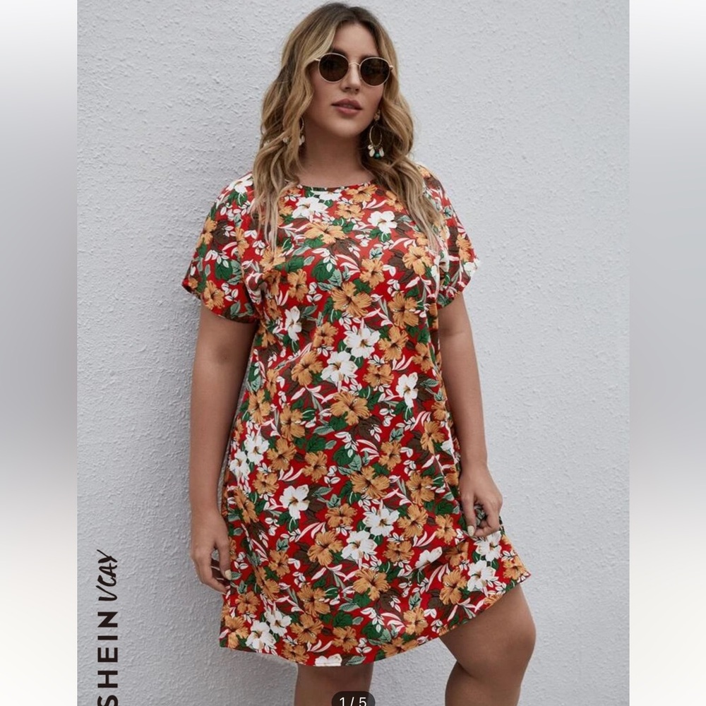 SHEIN VCAY Plus Allover Floral Dress